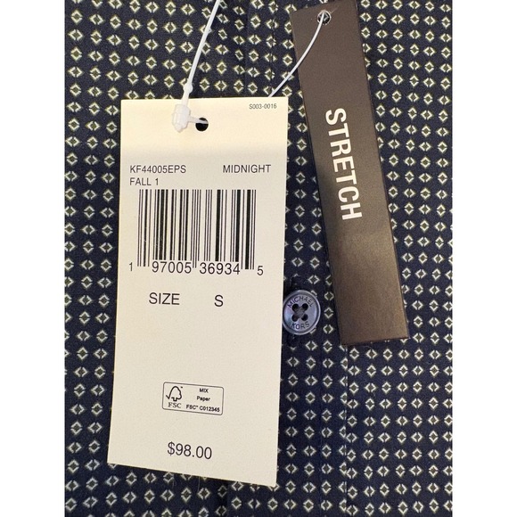 Michael Kors Black  Diamond Print Stretch Long Sleeve Dress Shirt - Small - Picture 6 of 7